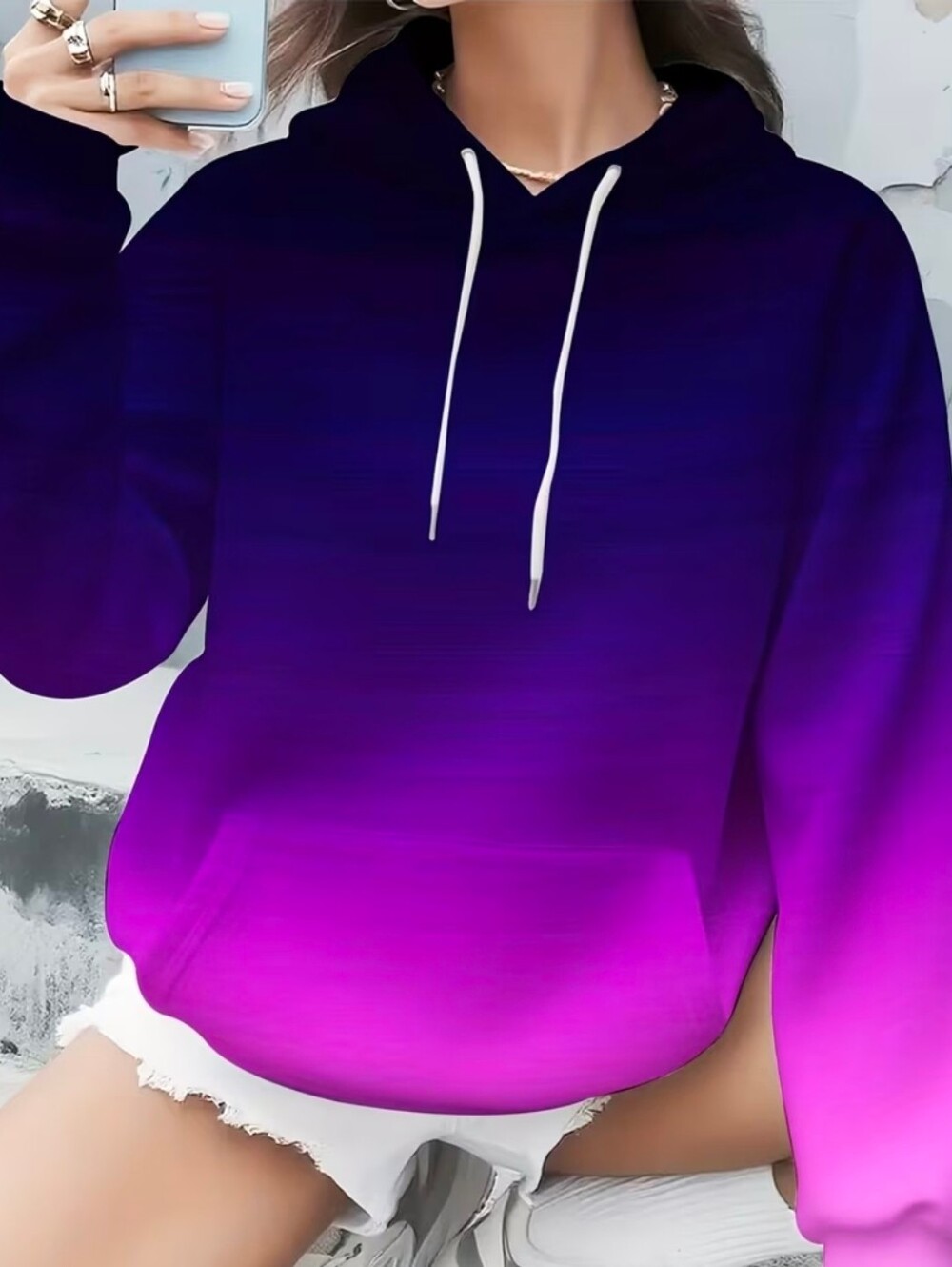 Large Gradient Purple Ombre Hoodie Sweatshirt